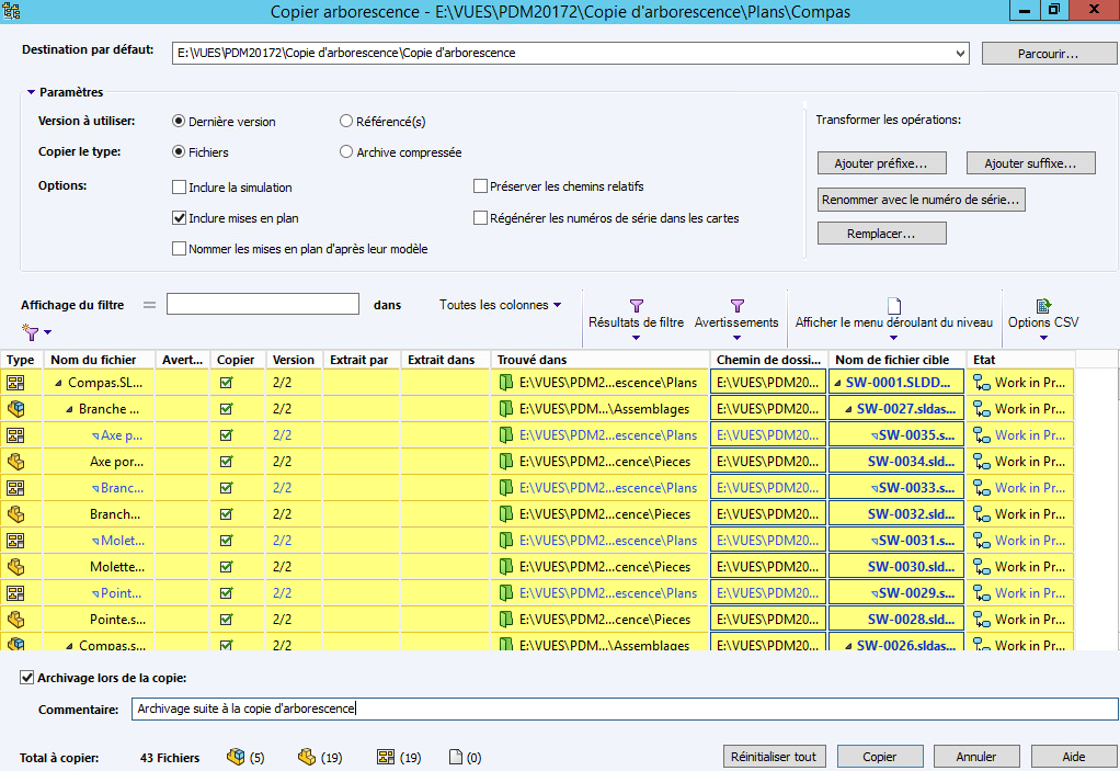 copie d’arborescence solidworks pdm