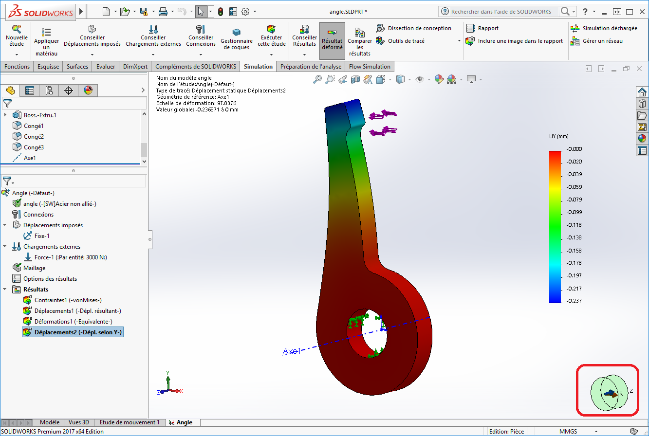 ANGLE DE DÉFORMATION SOLIDWORKS SIMULATION :